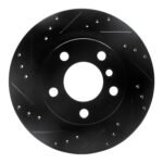 R1 Concepts 06-21 BMW 228I xDrive Rear Left Drilled & Slotted Black Brake Rotor
