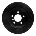 R1 Concepts 06-20 BMW 325XI Rear Right Drilled & Slotted Black Brake Rotor - Image 2