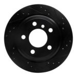 R1 Concepts 06-20 BMW 325XI Rear Right Drilled & Slotted Black Brake Rotor