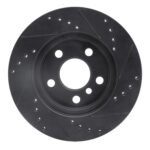 R1 Concepts 14-21 BMW i3 Front Left Drilled & Slotted Black Brake Rotor - Image 2