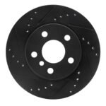 R1 Concepts 14-21 BMW i3 Front Left Drilled & Slotted Black Brake Rotor