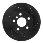 R1 Concepts 14-21 BMW i3 Front Right Drilled & Slotted Black Brake Rotor