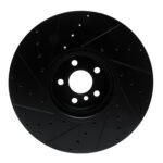 R1 Concepts 16-25 BMW i7 Right Front Drilled & Slotted Black Brake Rotor - Image 2