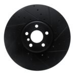 R1 Concepts 16-25 BMW i7 Right Front Drilled & Slotted Black Brake Rotor