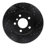 R1 Concepts 04-10 BMW X3 Front Right Drilled & Slotted Black Brake Rotor