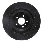 R1 Concepts 10-14 BMW X5 Rear Left Drilled & Slotted Black Brake Rotor - Image 2