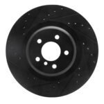 R1 Concepts 10-14 BMW X5 Rear Left Drilled & Slotted Black Brake Rotor