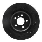 R1 Concepts 10-14 BMW X6 Rear Right Drilled & Slotted Black Brake Rotor