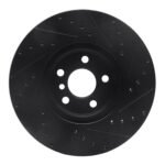 R1 Concepts 15-25 BMW X2 Front Left Drilled & Slotted Black Brake Rotor - Image 2