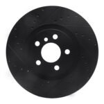 R1 Concepts 15-25 BMW X2 Front Left Drilled & Slotted Black Brake Rotor