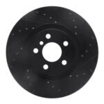 R1 Concepts 15-25 BMW 228I xDrive Gran Coupe Front Right Drilled & Slotted Black Brake Rotor