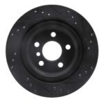 R1 Concepts 16-26 BMW 228I Gran Coupe Rear Left Drilled & Slotted Black Brake Rotor - Image 2