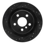 R1 Concepts 16-26 BMW 228I Gran Coupe Rear Left Drilled & Slotted Black Brake Rotor
