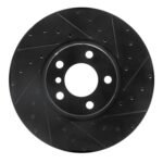 R1 Concepts 16-18 BMW X4 Right Front Drilled & Slotted Black Brake Rotor
