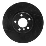 R1 Concepts 16-18 BMW X4 Left Front Drilled & Slotted Black Brake Rotor