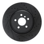 R1 Concepts 17-25 BMW 330I Front Right Drilled & Slotted Black Brake Rotor
