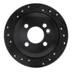 R1 Concepts 02-06 Mini Countryman And Paceman) Rear Left Drilled & Slotted Black Brake Rotor