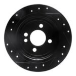 R1 Concepts 02-06 Mini Countryman And Paceman) Rear Right Drilled & Slotted Black Brake Rotor - Image 2