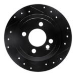 R1 Concepts 02-06 Mini Countryman And Paceman) Rear Right Drilled & Slotted Black Brake Rotor
