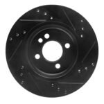 R1 Concepts 02-06 Mini Countryman And Paceman) Front Left Drilled & Slotted Black Brake Rotor - Image 2