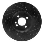 R1 Concepts 02-06 Mini Cooper (Excl Clubman) Front Left Drilled & Slotted Black Brake Rotor - Image 2