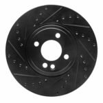 R1 Concepts 02-06 Mini Cooper (Excl Clubman) Front Left Drilled & Slotted Black Brake Rotor