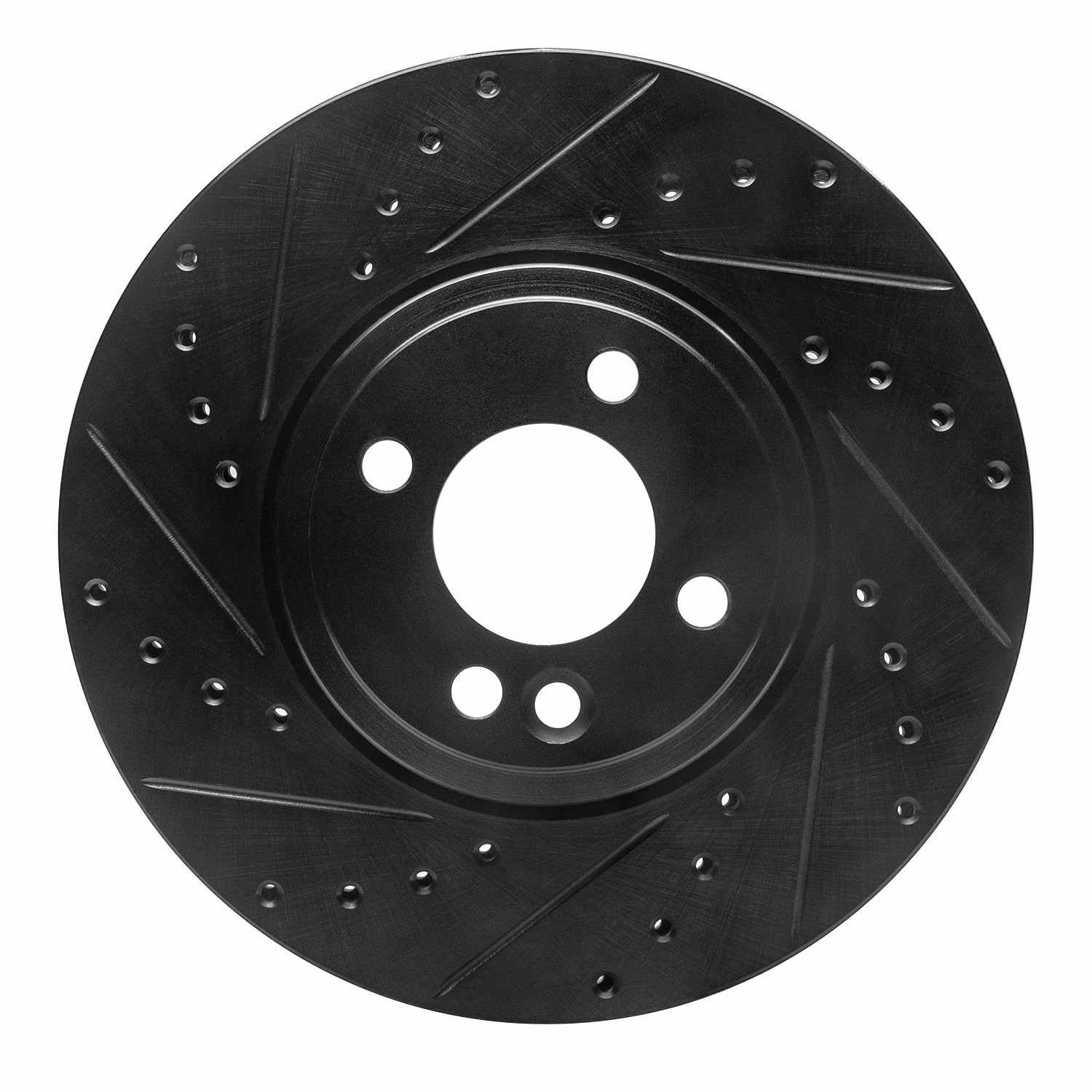 DF_63332002L_Fro.jpg R1 Concepts 02-06 Mini Cooper (Excl Clubman) Front Left Drilled & Slotted Black Brake Rotor - Image 1