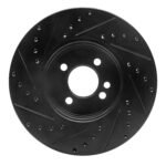 R1 Concepts 02-06 Mini Cooper (Excl Clubman) Front Right Drilled & Slotted Black Brake Rotor - Image 2