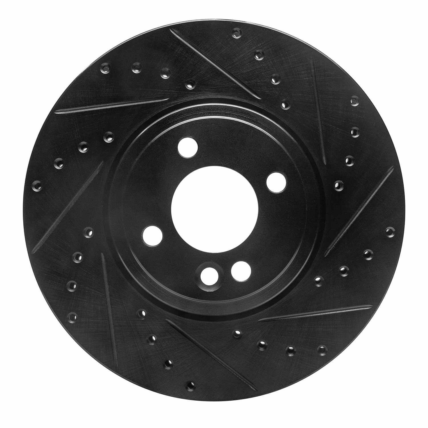 DF_63332002R_Fro.jpg R1 Concepts 02-06 Mini Cooper (Excl Clubman) Front Right Drilled & Slotted Black Brake Rotor - Image 1