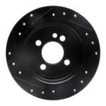 R1 Concepts 02-15 Mini Cooper (Excl Clubman) Rear Right Drilled & Slotted Black Brake Rotor - Image 2