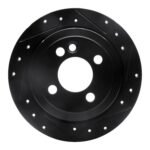 R1 Concepts 02-15 Mini Cooper (Excl Clubman) Rear Right Drilled & Slotted Black Brake Rotor