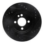 R1 Concepts 02-08 Mini Cooper (Excl Clubman) Front Left Drilled & Slotted Black Brake Rotor - Image 2