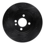 R1 Concepts 02-08 Mini Cooper (Excl Clubman) Front Right Drilled & Slotted Black Brake Rotor - Image 2