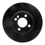 R1 Concepts 02-08 Mini Cooper (Excl Clubman) Front Right Drilled & Slotted Black Brake Rotor
