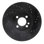 R1 Concepts 07-15 Mini Cooper Clubman Front Left Drilled & Slotted Black Brake Rotor - Image 2