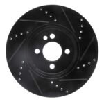R1 Concepts 07-15 Mini Cooper (Excl Clubman) Front Left Drilled & Slotted Black Brake Rotor - Image 2