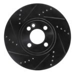 R1 Concepts 07-15 Mini Cooper (Excl Clubman) Front Left Drilled & Slotted Black Brake Rotor