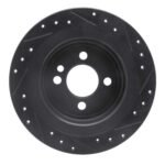 R1 Concepts 09-14 Mini Cooper (Excl Clubman) Rear Left Drilled & Slotted Black Brake Rotor - Image 2