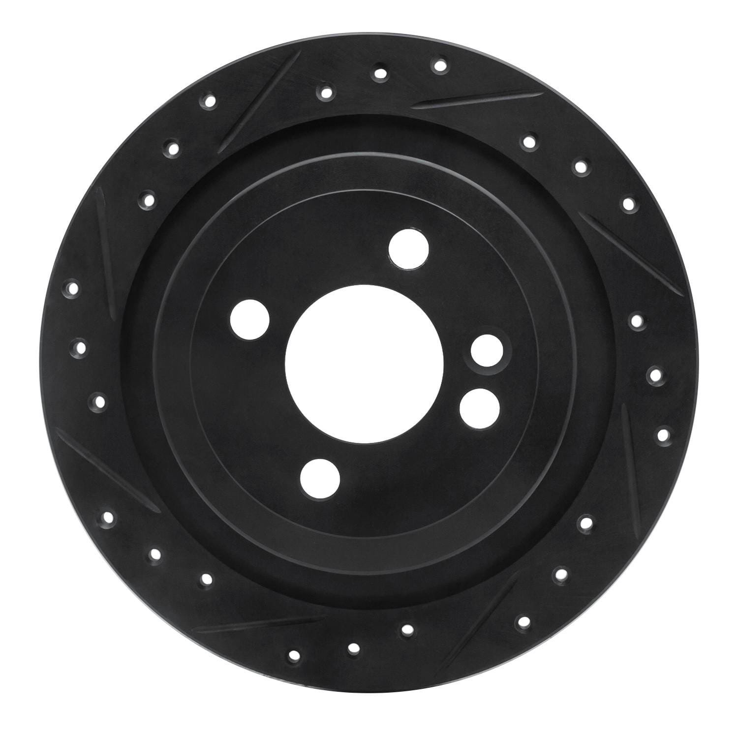 DF_63332007L_Fro.jpg R1 Concepts 09-14 Mini Cooper (Excl Clubman) Rear Left Drilled & Slotted Black Brake Rotor - Image 1
