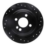 R1 Concepts 09-14 Mini Cooper (Excl Clubman) Rear Right Drilled & Slotted Black Brake Rotor