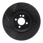 R1 Concepts 09-14 Mini Cooper (Excl Clubman) Front Right Drilled & Slotted Black Brake Rotor - Image 2