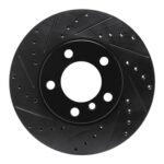R1 Concepts 11-16 Mini Cooper Paceman Front Left Drilled & Slotted Black Brake Rotor