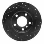 R1 Concepts 11-16 Mini Cooper Paceman Rear Left Drilled & Slotted Black Brake Rotor - Image 2