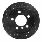R1 Concepts 11-16 Mini Cooper Paceman Rear Left Drilled & Slotted Black Brake Rotor