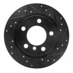 R1 Concepts 11-16 Mini Cooper Countryman Rear Right Drilled & Slotted Black Brake Rotor