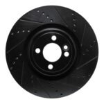 R1 Concepts 13-13 Mini Cooper (Excl Clubman) Front Right Drilled & Slotted Black Brake Rotor