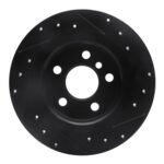 R1 Concepts 14-25 BMW i3 Rear Left Drilled & Slotted Black Brake Rotor - Image 2