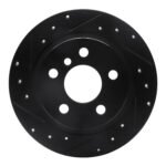 R1 Concepts 14-25 BMW i3 Rear Left Drilled & Slotted Black Brake Rotor