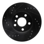 R1 Concepts 14-24 Mini Cooper (Excl Clubman) Front Right Drilled & Slotted Black Brake Rotor - Image 2