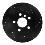 R1 Concepts 14-24 Mini Cooper (Excl Clubman) Front Right Drilled & Slotted Black Brake Rotor